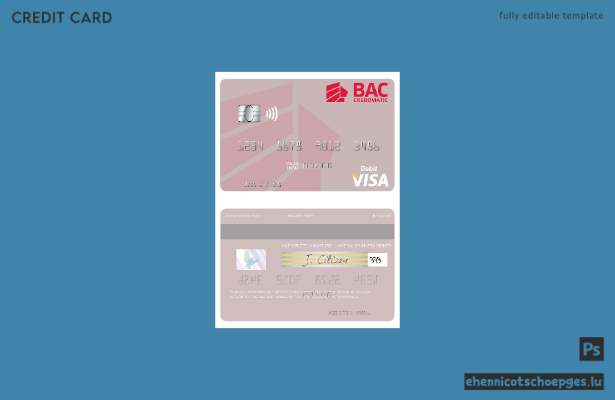 Beispielvorschau der BAC Credomatic Visa Debitkarte aus Nicaragua